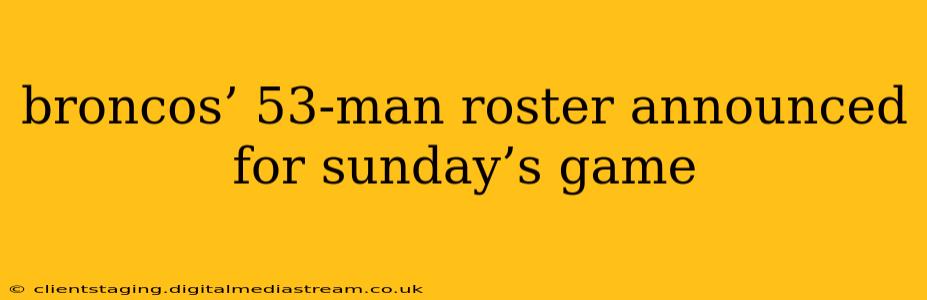 broncos’ 53-man roster announced for sunday’s game