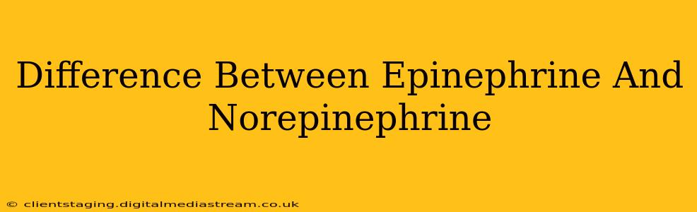 Difference Between Epinephrine And Norepinephrine