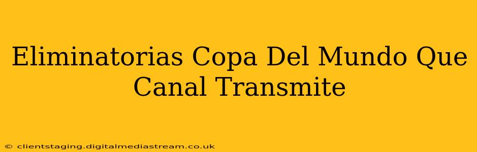 Eliminatorias Copa Del Mundo Que Canal Transmite