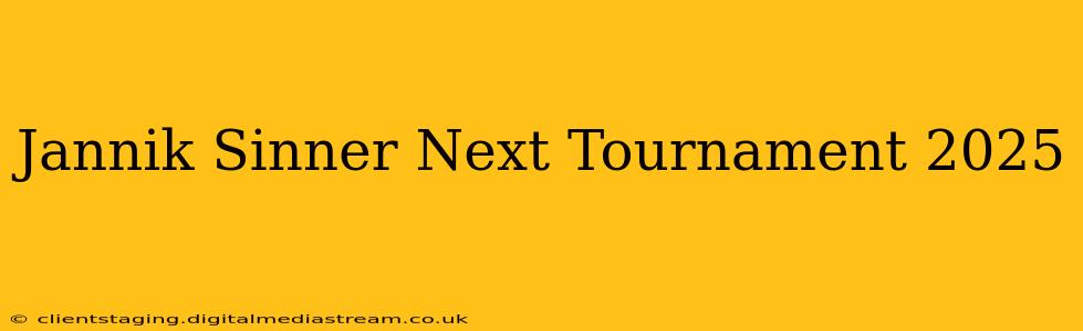 Jannik Sinner Next Tournament 2025