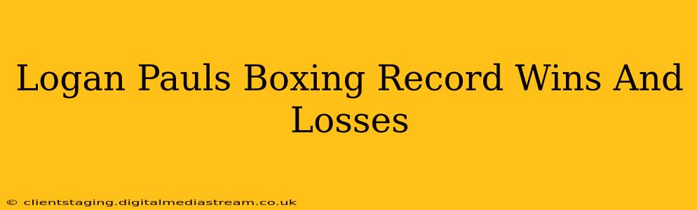 Logan Pauls Boxing Record Wins And Losses