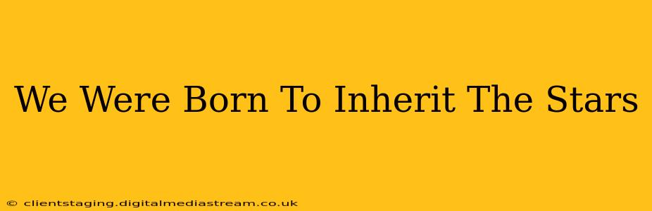 We Were Born To Inherit The Stars